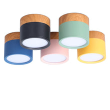 Load image into Gallery viewer, LED Down light adjustable 7W 15W LED open ceiling barrel light Nordic iron + wood grain spotlight indoor lobby and living room